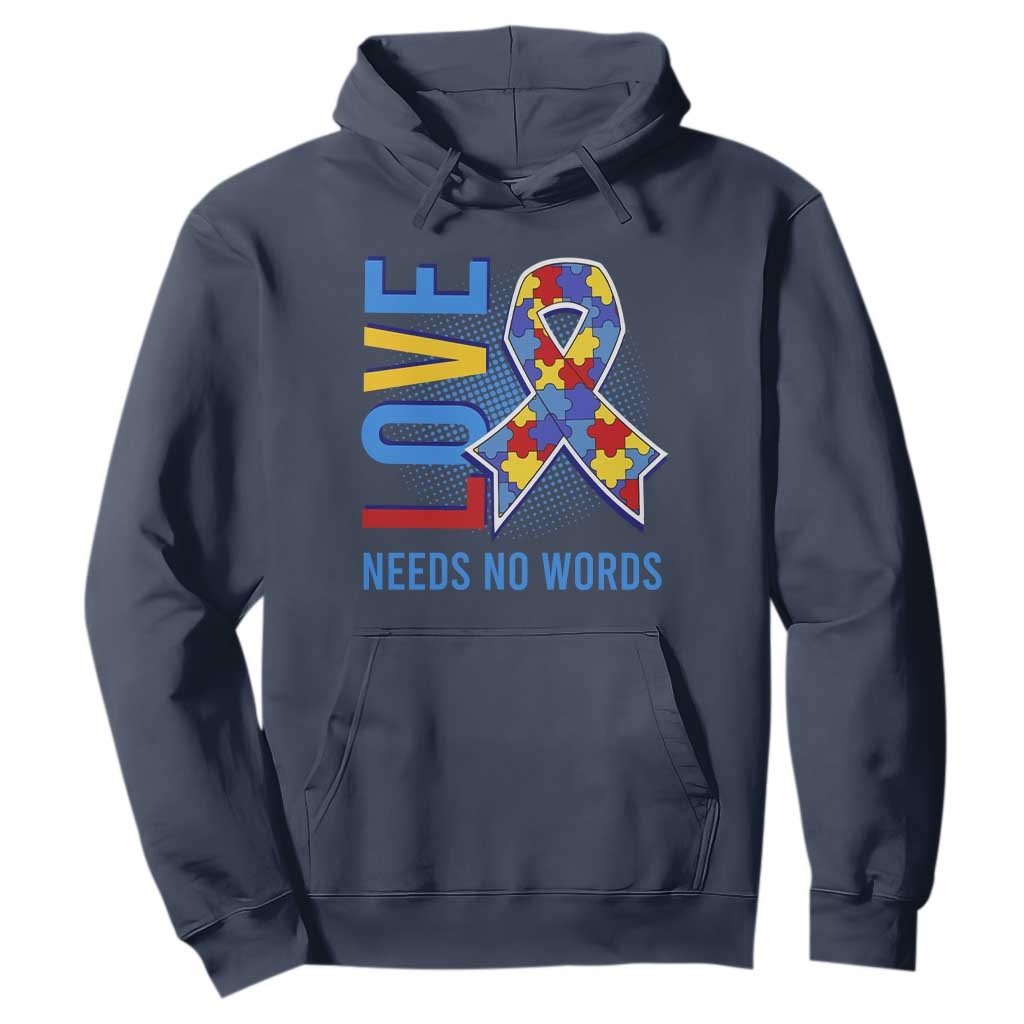 Autism Awareness Hoodie Love Needs No Words Puzzle Heart TS09 Navy Printyourwear