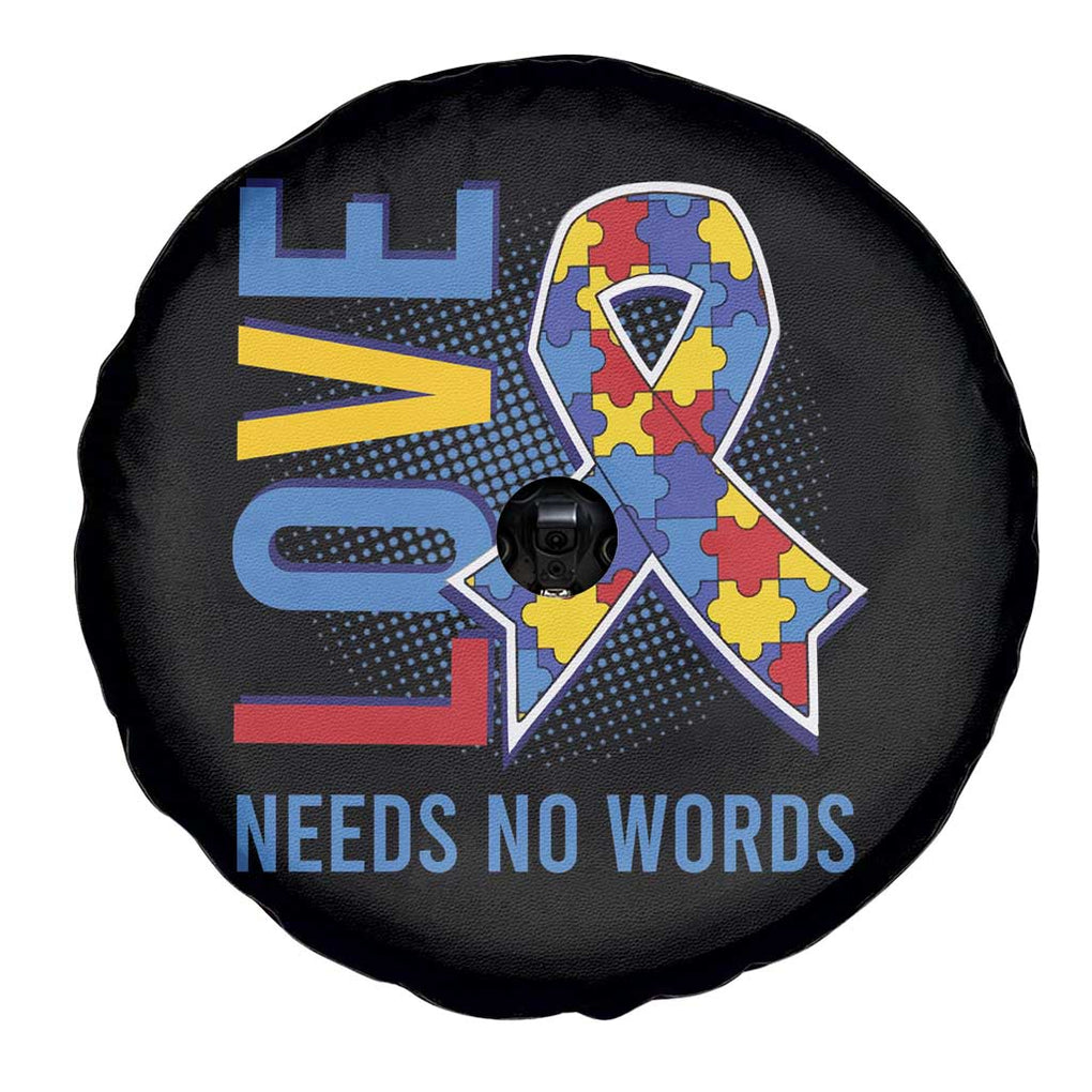 Autism Awareness Spare Tire Cover Love Needs No Words Puzzle Heart TS09 Print Your Wear