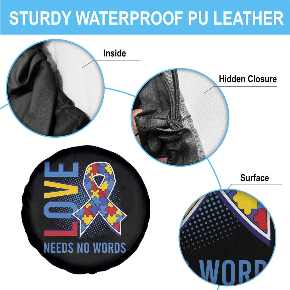 Autism Awareness Spare Tire Cover Love Needs No Words Puzzle Heart TS09 Print Your Wear