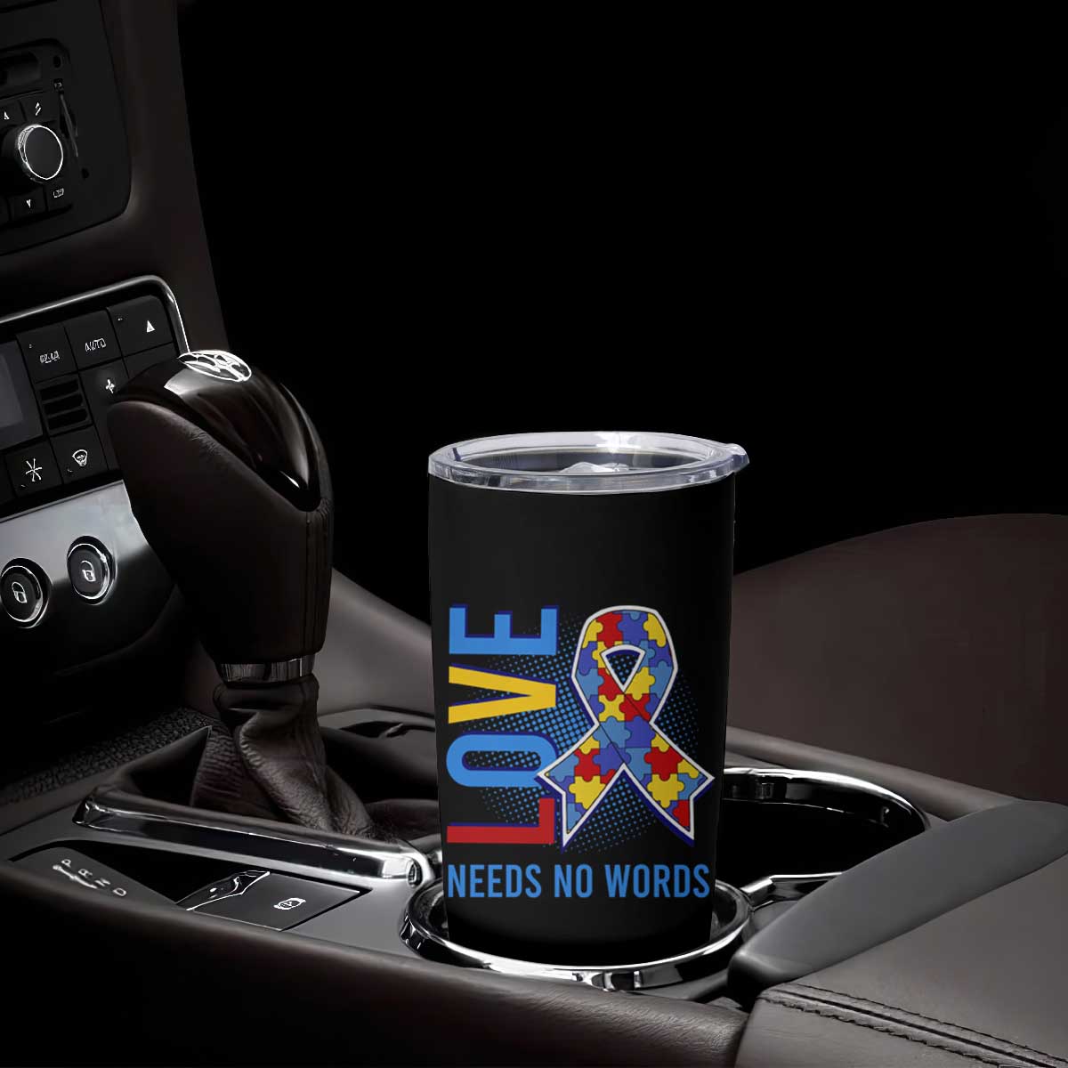 Autism Awareness Tumbler Cup Love Needs No Words Puzzle Heart TS09 Print Your Wear
