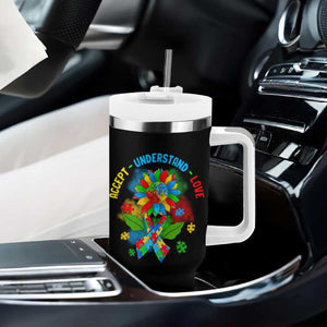 Autism Awareness Tumbler With Handle Accept Understand Love Rainbow Puzzle Sunflower TS09 Print Your Wear