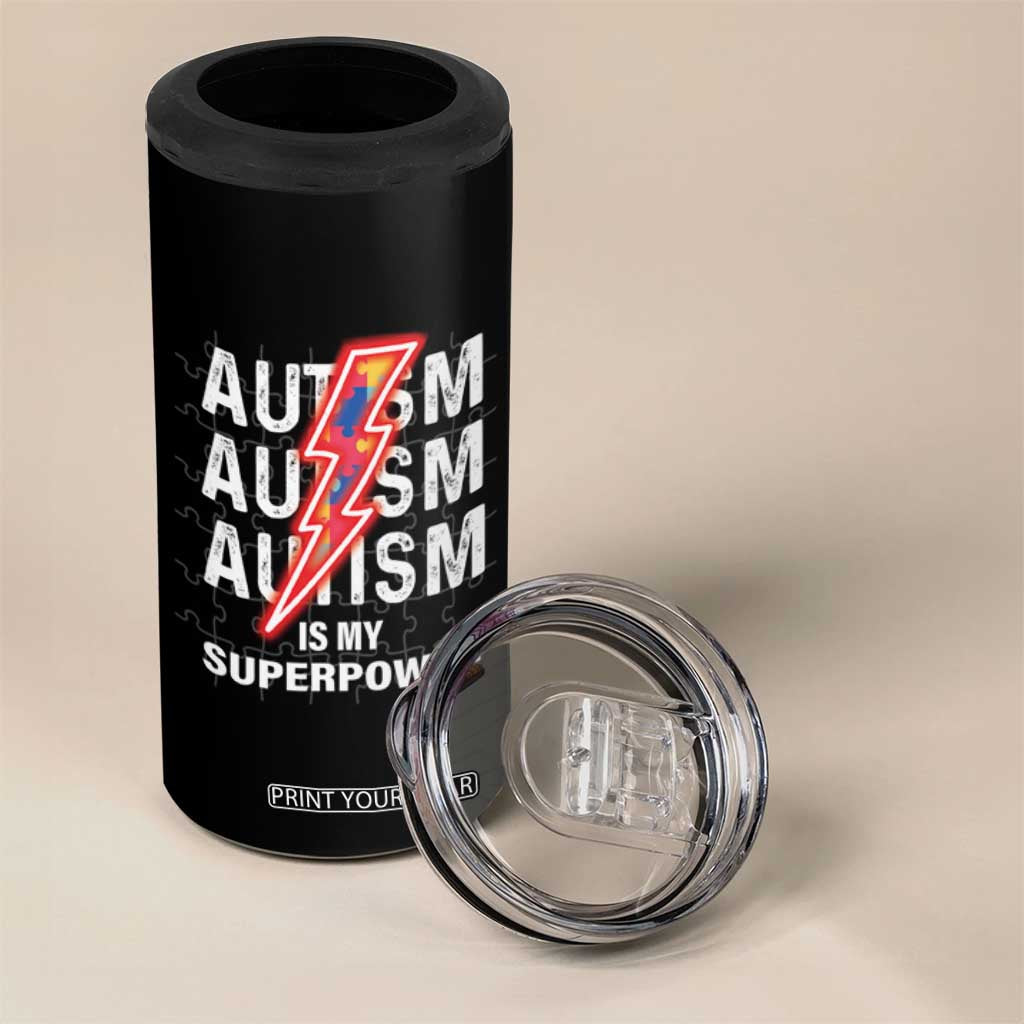 Autistic 4 in 1 Can Cooler Tumbler Autism Is My Super Power Brain Superhero TS09 Print Your Wear