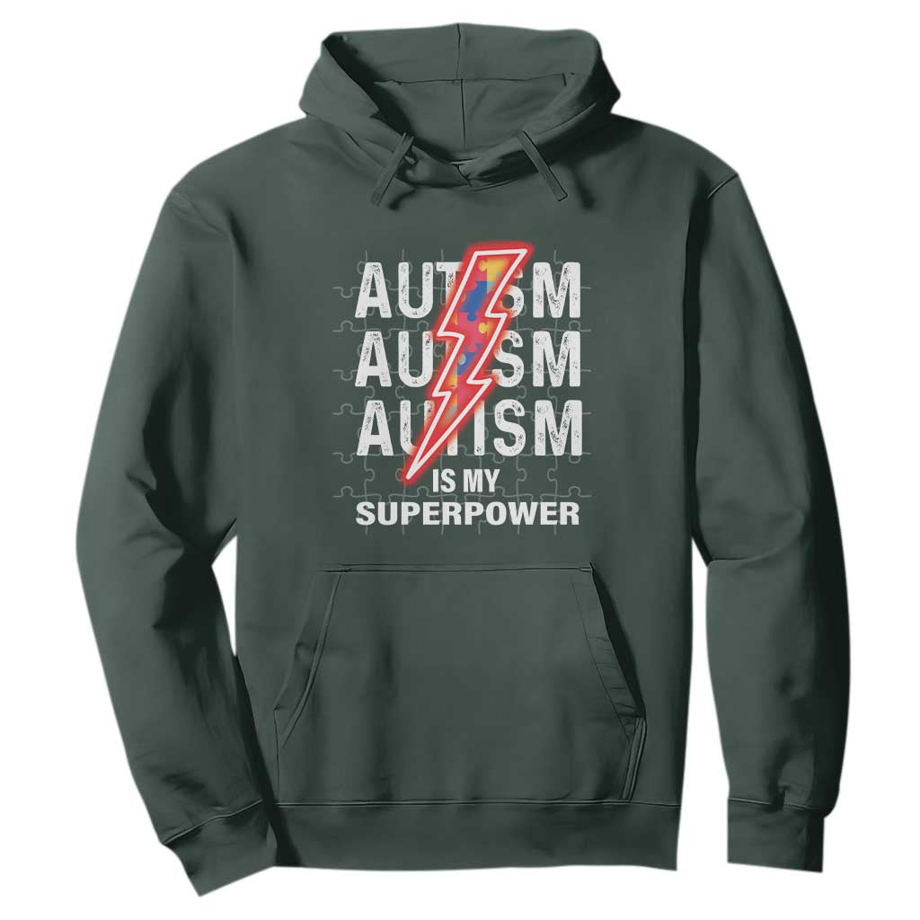 Autistic Hoodie Autism Is My Super Power Brain Superhero TS09 Dark Forest Green Printyourwear