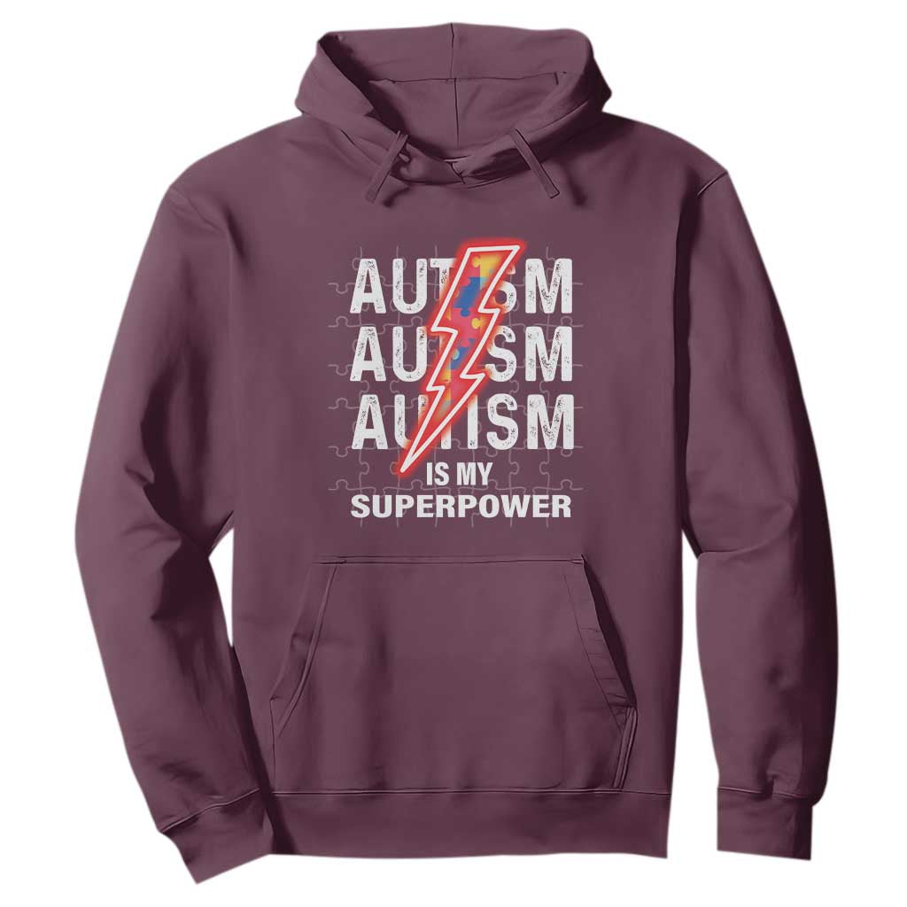 Autistic Hoodie Autism Is My Super Power Brain Superhero TS09 Maroon Printyourwear