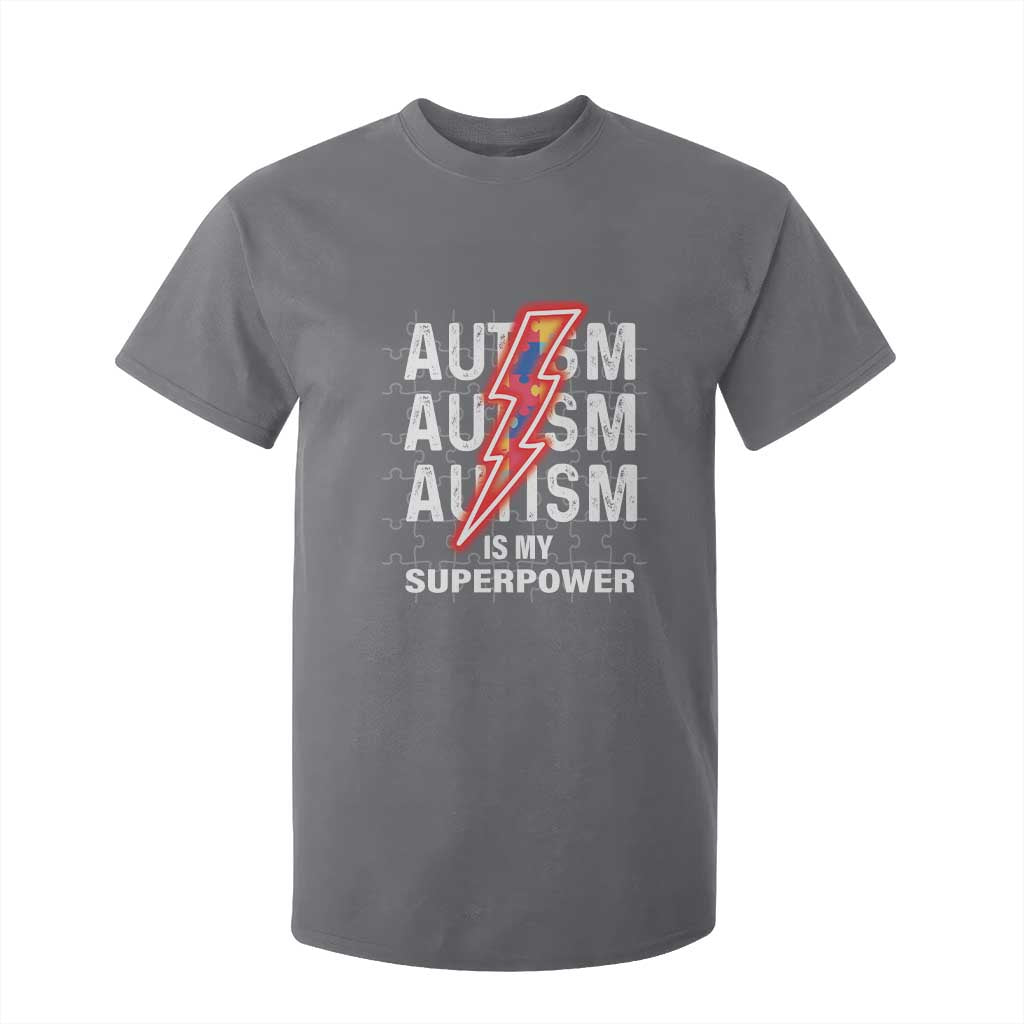 Autistic T Shirt For Kid Autism Is My Super Power Brain Superhero TS09 Charcoal Printyourwear