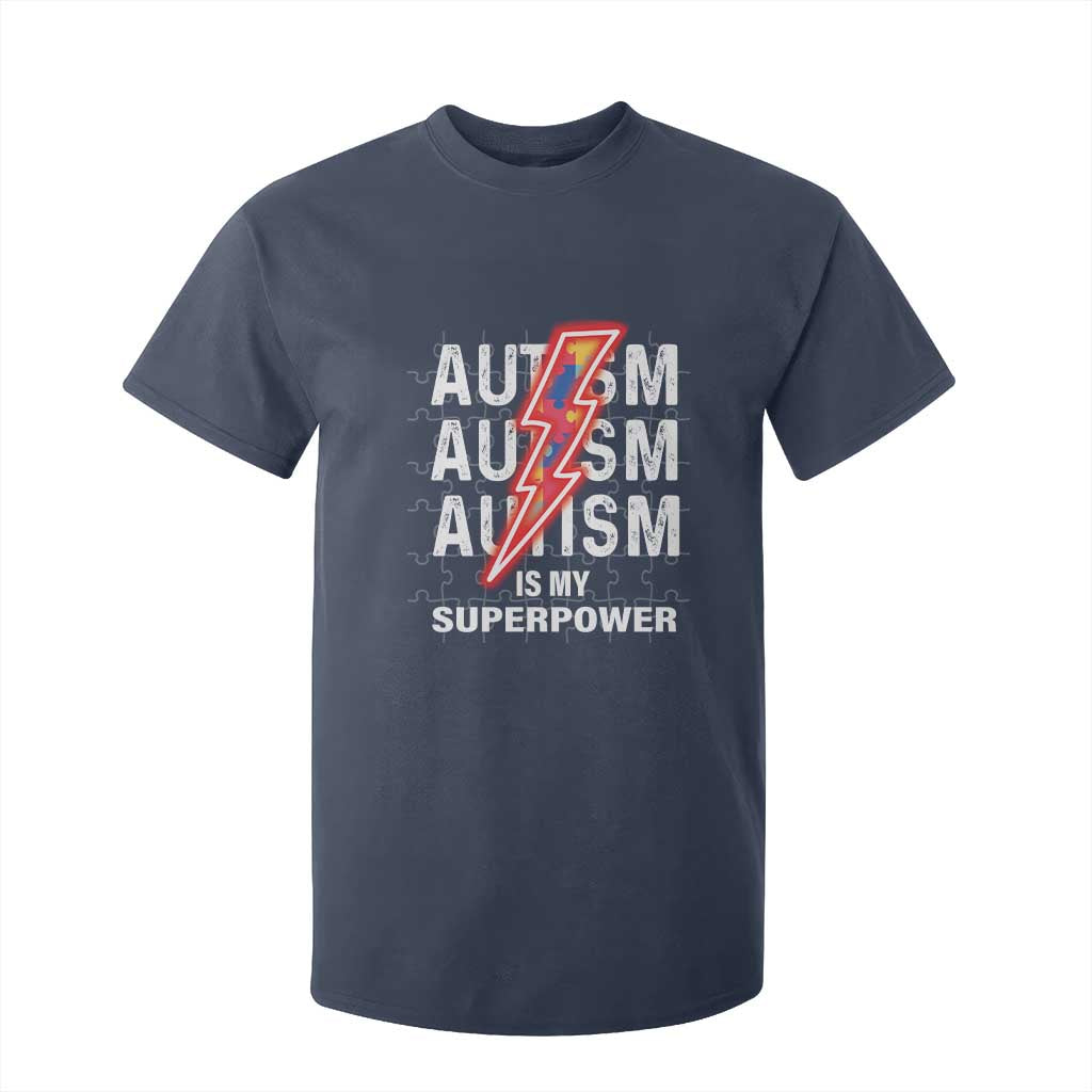 Autistic T Shirt For Kid Autism Is My Super Power Brain Superhero TS09 Navy Printyourwear
