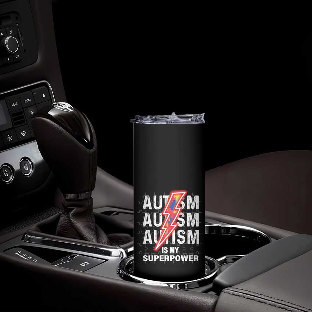 Autistic Skinny Tumbler Autism Is My Super Power Brain Superhero TS09 Print Your Wear