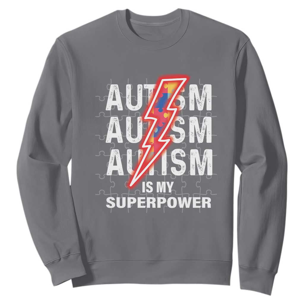Autistic Sweatshirt Autism Is My Super Power Brain Superhero TS09 Charcoal Printyourwear