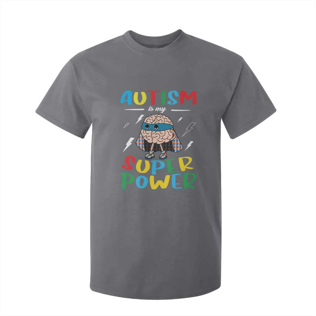 Autistic T Shirt For Kid Autism Is My Super Power Superhero TS09 Charcoal Printyourwear