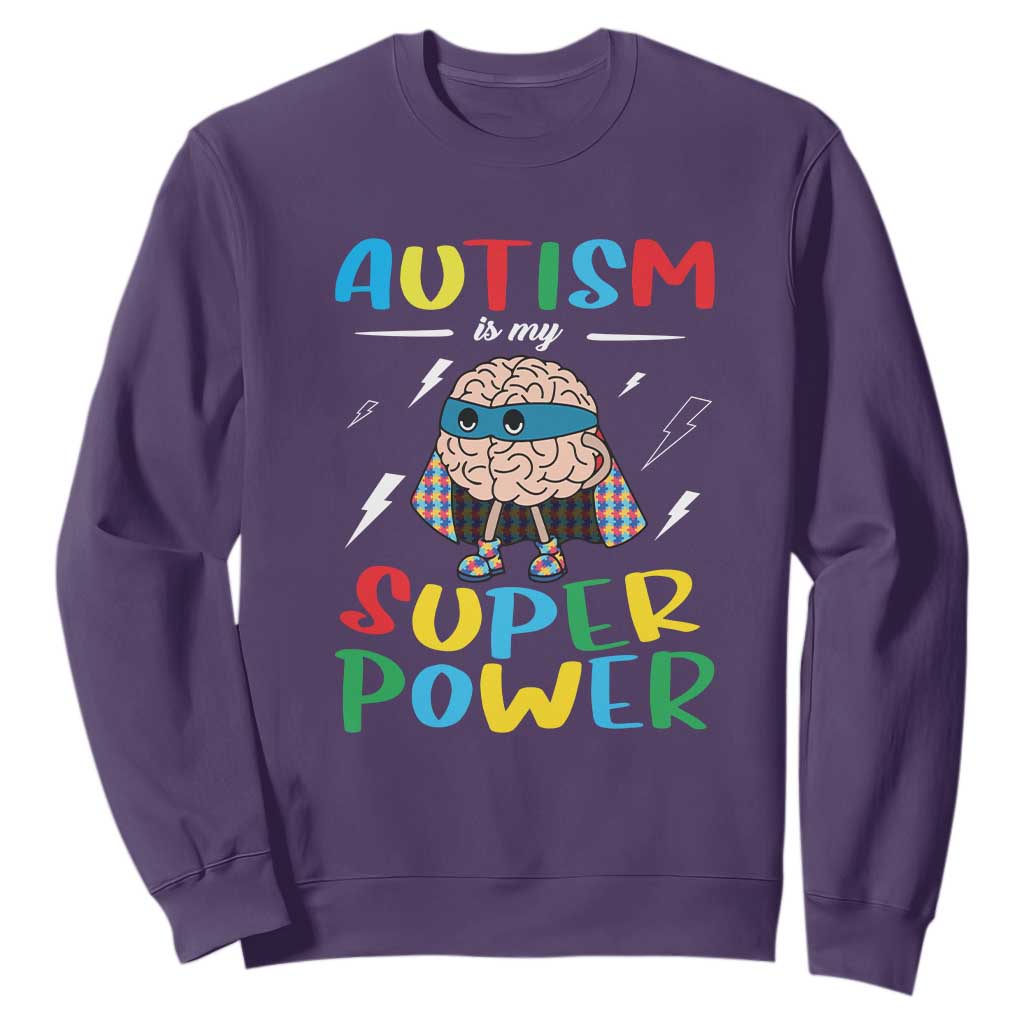 Autistic Sweatshirt Autism Is My Super Power Superhero TS09 Purple Printyourwear
