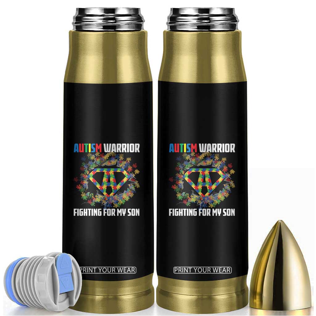 Autism Warrior Fighting For My Son Mom Dad Parents Bullet Tumbler TS09 Black Print Your Wear