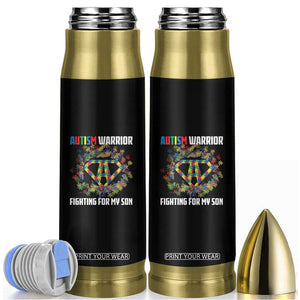 Autism Warrior Fighting For My Son Mom Dad Parents Bullet Tumbler TS09 Black Print Your Wear