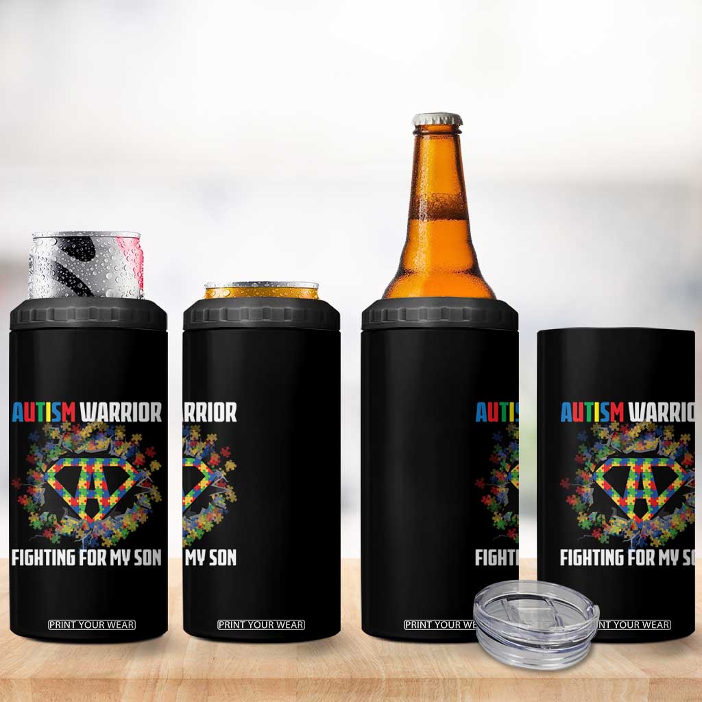 Autism Warrior Fighting For My Son Mom Dad Parents 4 in 1 Can Cooler Tumbler TS09 Print Your Wear