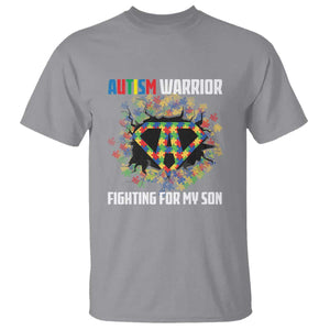 Autism Warrior Fighting For My Son Mom Dad Parents T Shirt TS09 Sport Gray Printyourwear