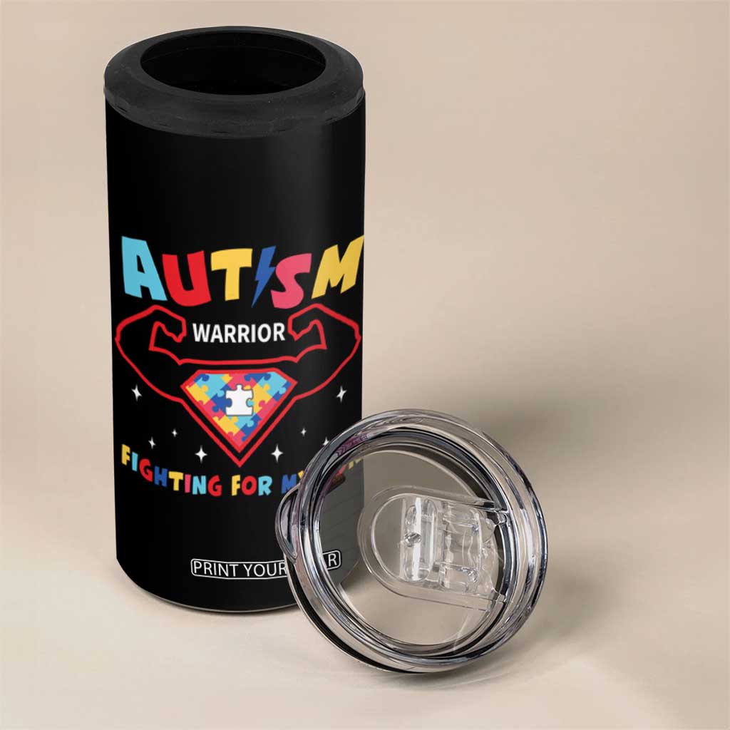 Autism Warrior Superhero Fighting For My Son Mom Dad Parents 4 in 1 Can Cooler Tumbler TS09 Print Your Wear