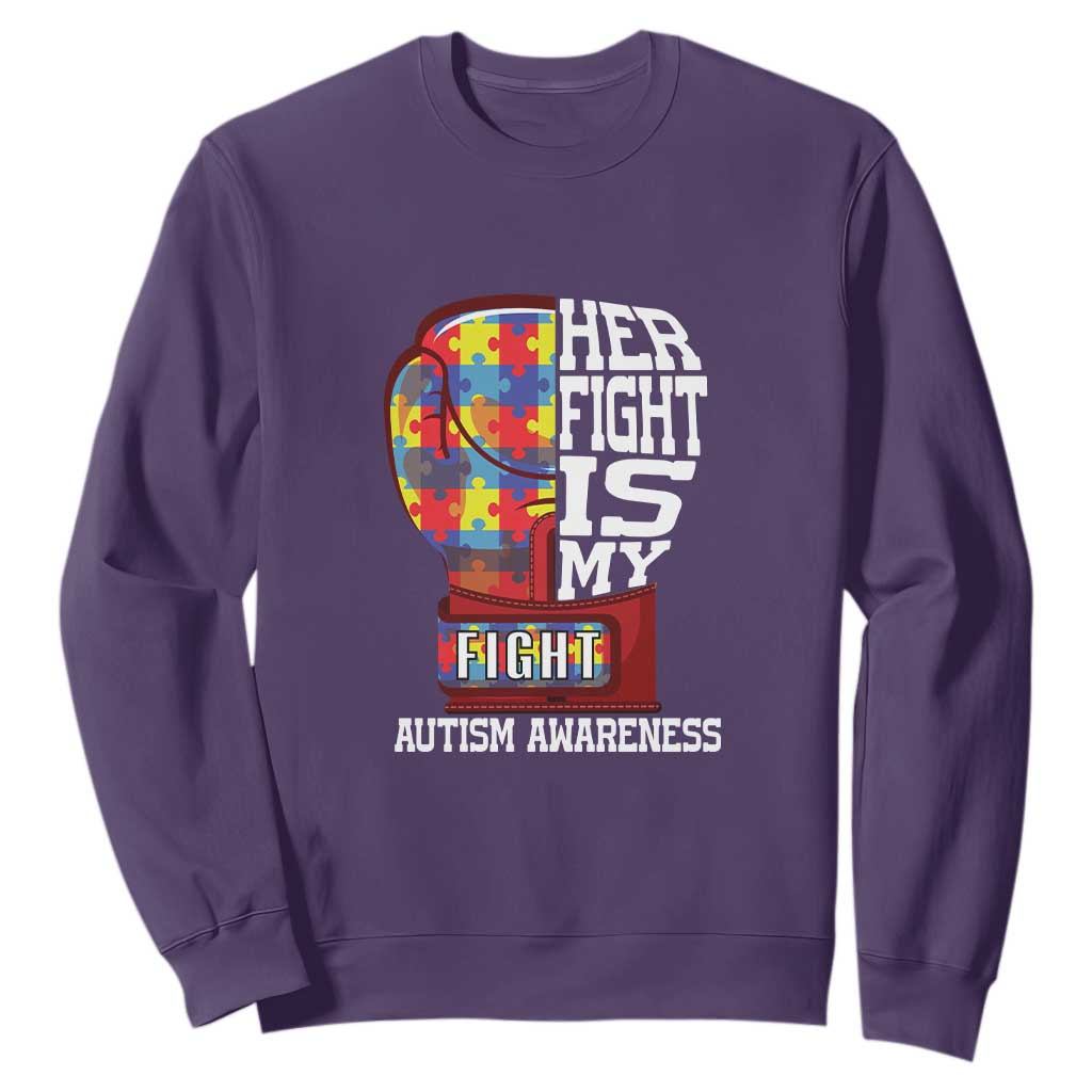 Autism Awareness Sweatshirt Her Fight Is My Fight Mom Dad Parents Support TS09 Purple Printyourwear