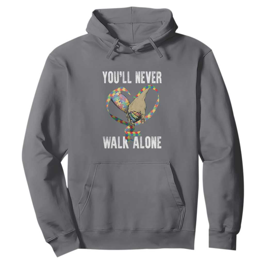 Autism Awareness Hoodie You'll Never Walk Alone Dad Support TS09 Charcoal Printyourwear
