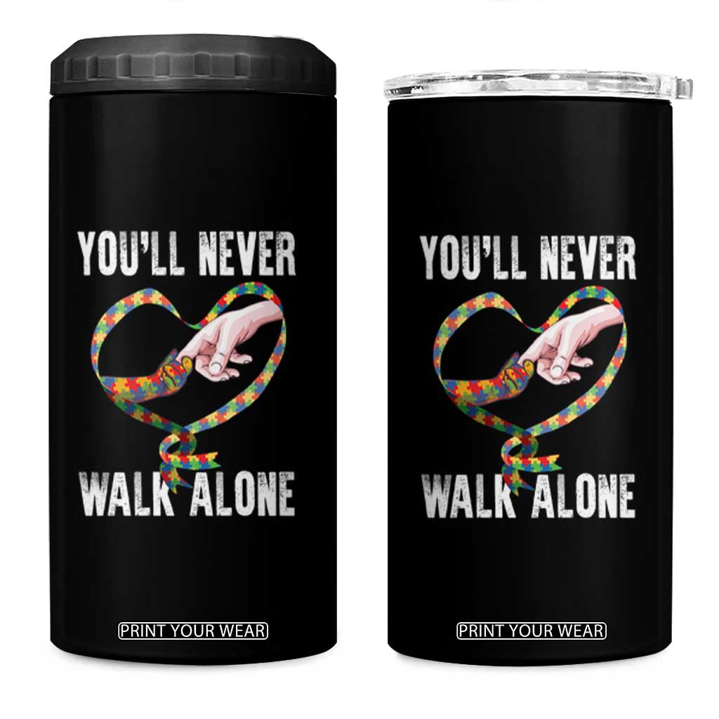 Autism Awareness 4 in 1 Can Cooler Tumbler You'll Never Walk Alone Mom Support TS09 One Size: 16 oz Black Print Your Wear