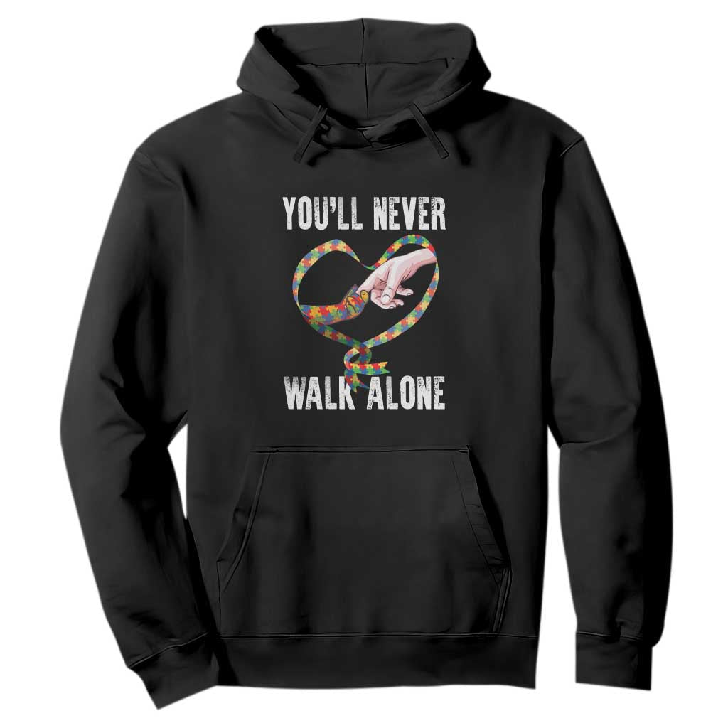Autism Awareness Hoodie You'll Never Walk Alone Mom Support TS09 Black Printyourwear