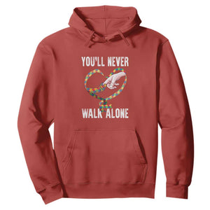 Autism Awareness Hoodie You'll Never Walk Alone Mom Support TS09 Red Printyourwear