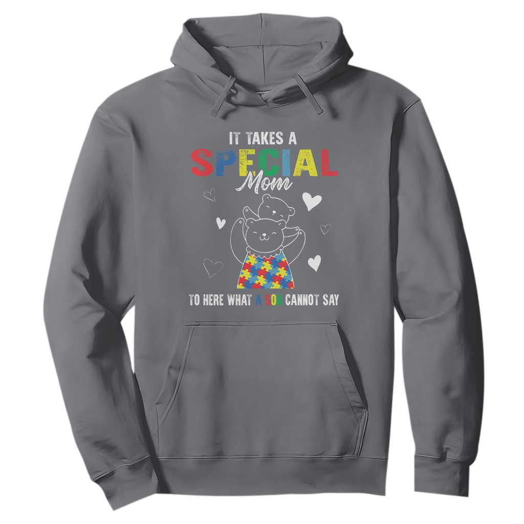 Autism Awareness Hoodie It Takes A Special Mom To Hear What A Son Cannot Say TS09 Charcoal Printyourwear