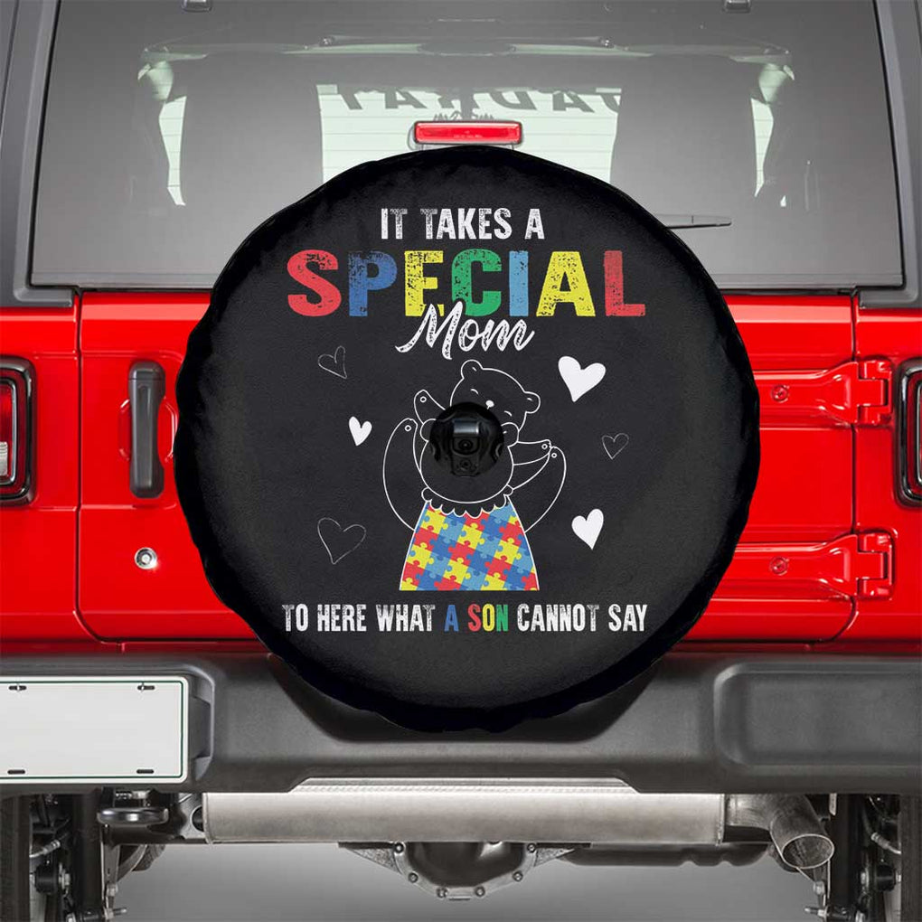 Autism Awareness Spare Tire Cover It Takes A Special Mom To Hear What A Son Cannot Say TS09 Black Print Your Wear