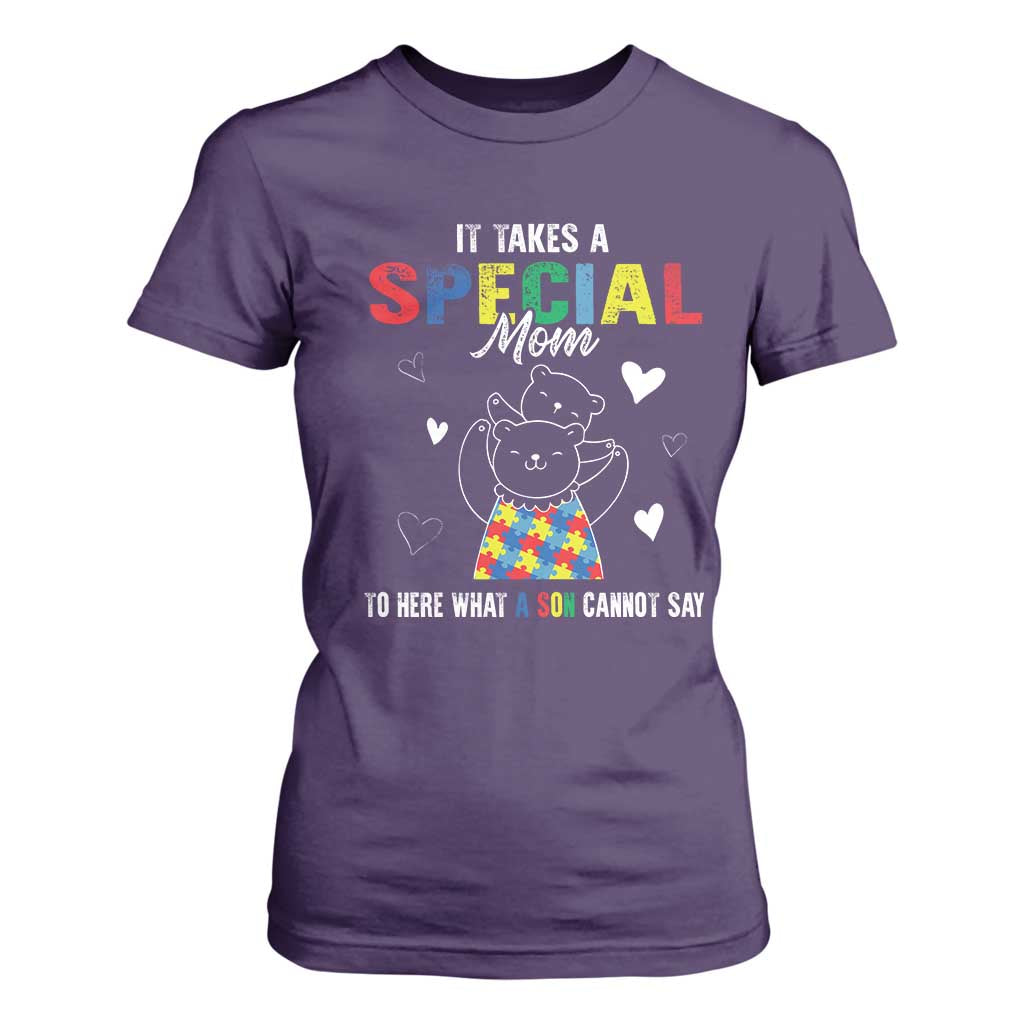 Autism Awareness T Shirt For Women It Takes A Special Mom To Hear What A Son Cannot Say TS09 Purple Printyourwear