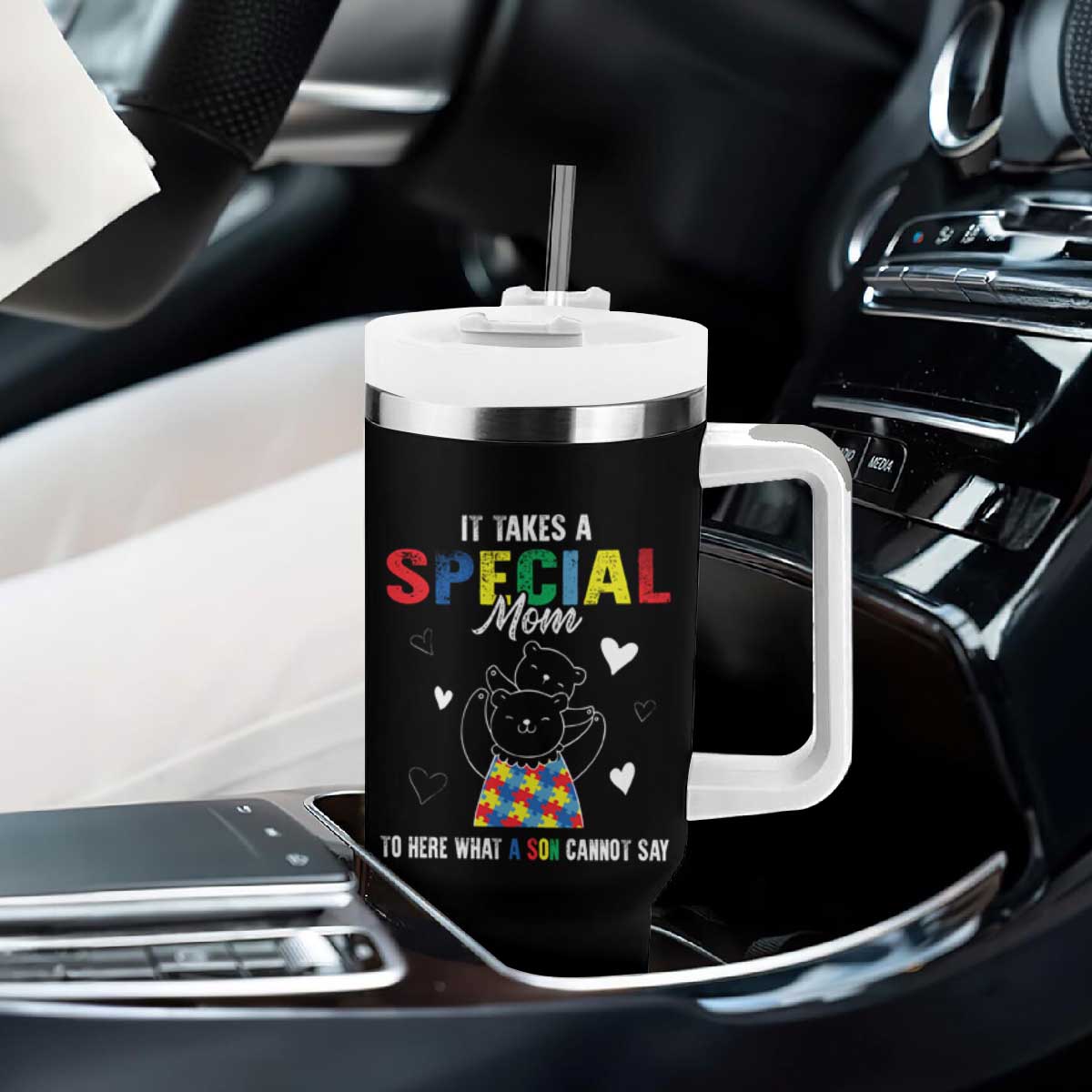 Autism Awareness Tumbler With Handle It Takes A Special Mom To Hear What A Son Cannot Say TS09 Print Your Wear