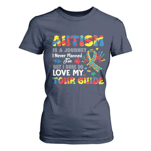 Autism Awareness T Shirt For Women Autism Is A Journey I Never Planned For But I Sure Do Love My Tour Guide TS09 Navy Printyourwear
