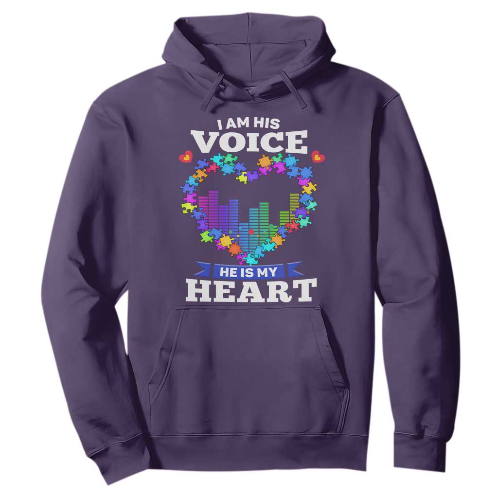 Autism Awareness Hoodie I Am His Voice He Is My Heart Mom Dad Parents Support TS09 Purple Printyourwear