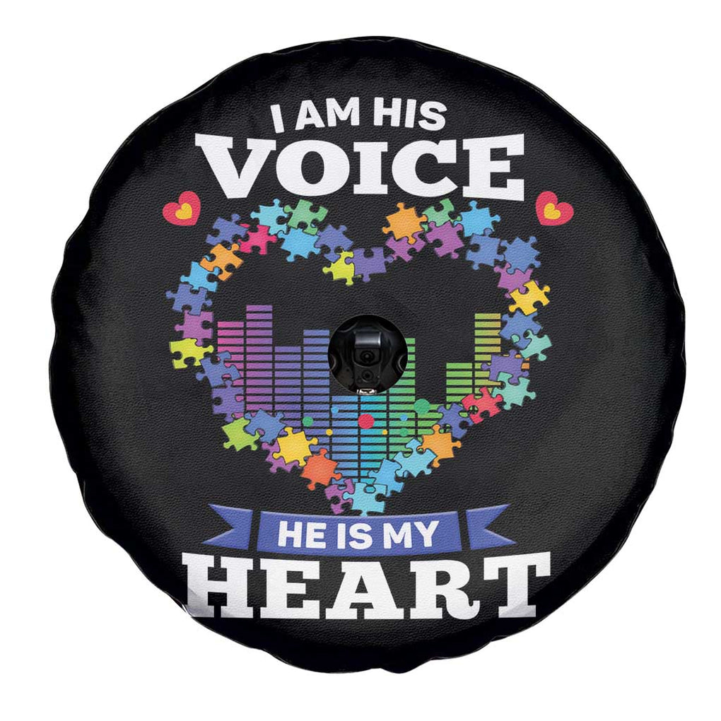 Autism Awareness Spare Tire Cover I Am His Voice He Is My Heart Mom Dad Parents Support TS09 Print Your Wear