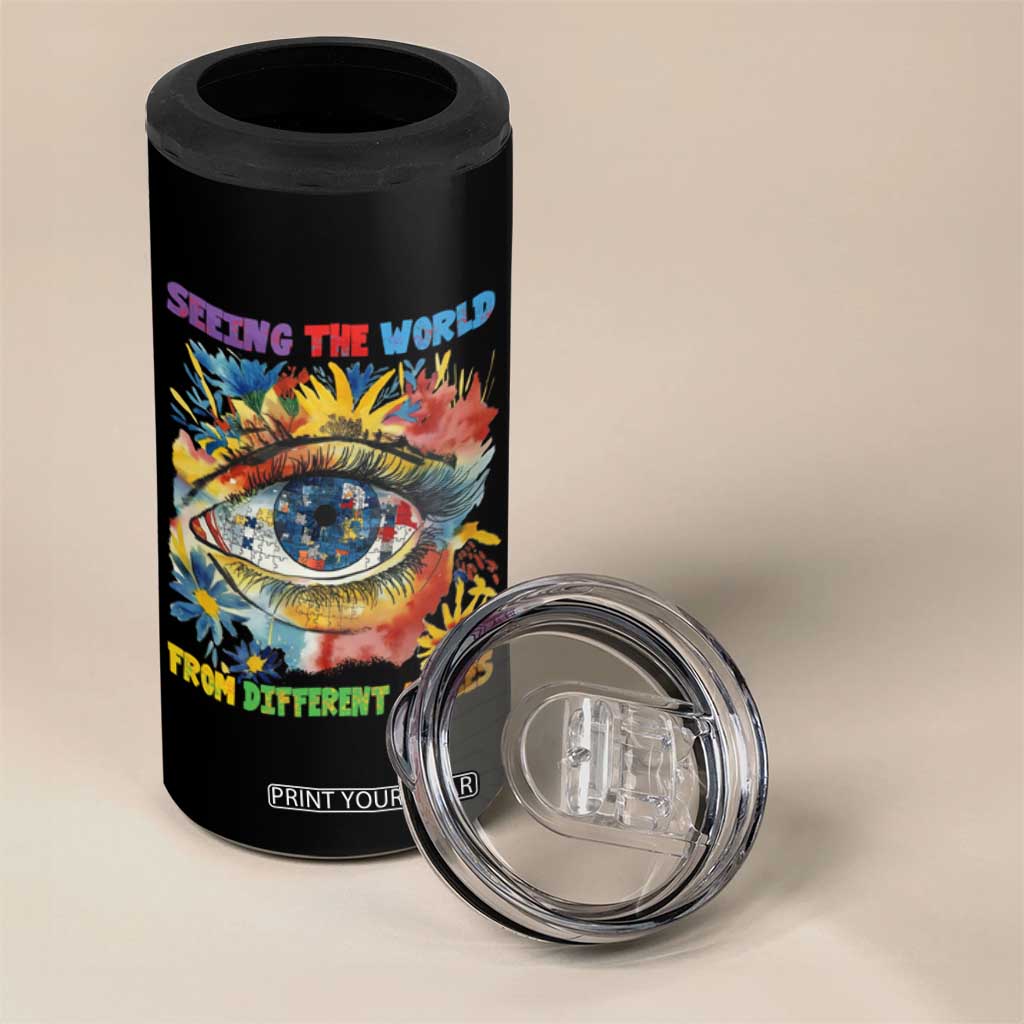 Autism Awareness 4 in 1 Can Cooler Tumbler Puzzle Eyes Seeing The World From Diferent Angles TS09 Print Your Wear