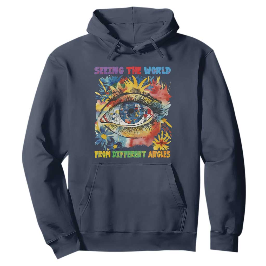 Autism Awareness Hoodie Puzzle Eyes Seeing The World From Diferent Angles TS09 Navy Printyourwear