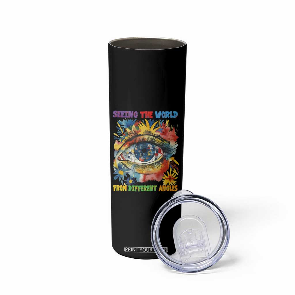 Autism Awareness Skinny Tumbler Puzzle Eyes Seeing The World From Diferent Angles TS09 Print Your Wear