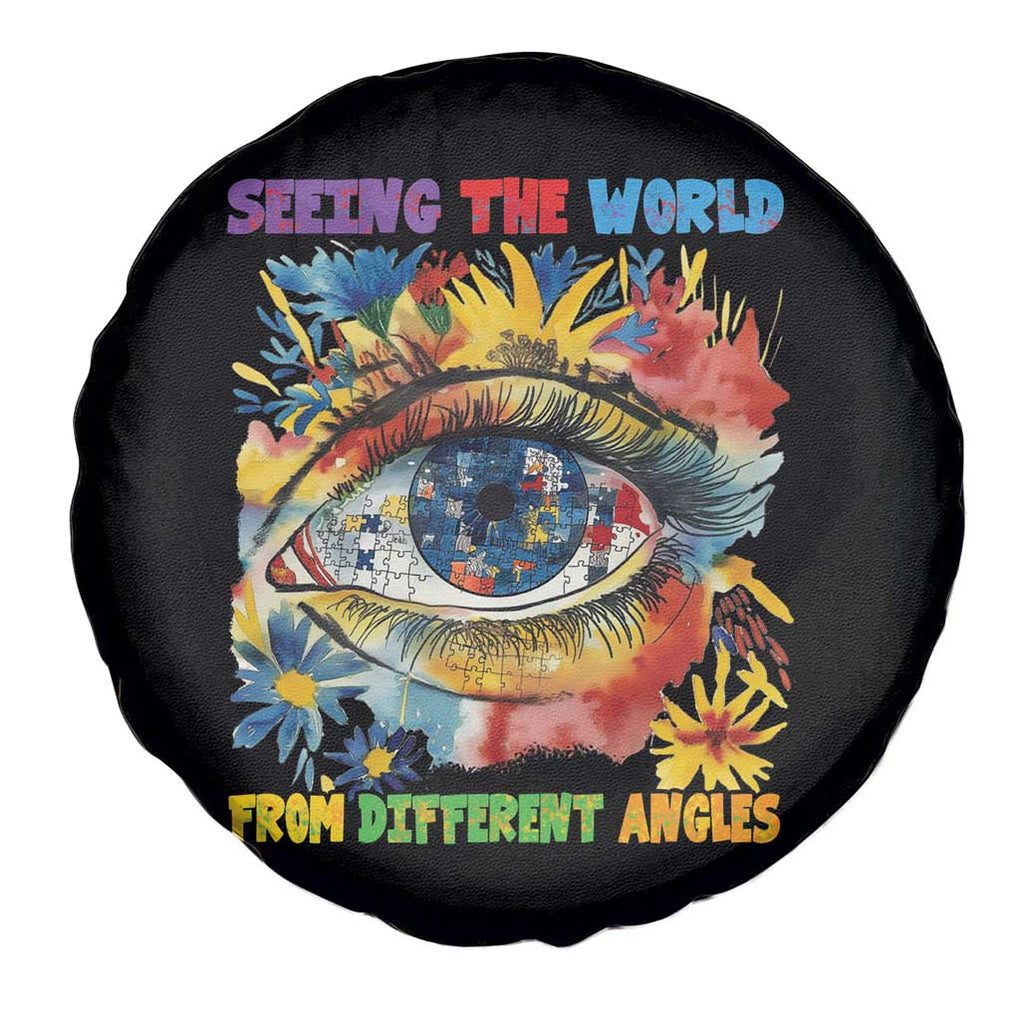 Autism Awareness Spare Tire Cover Puzzle Eyes Seeing The World From Diferent Angles TS09 Print Your Wear