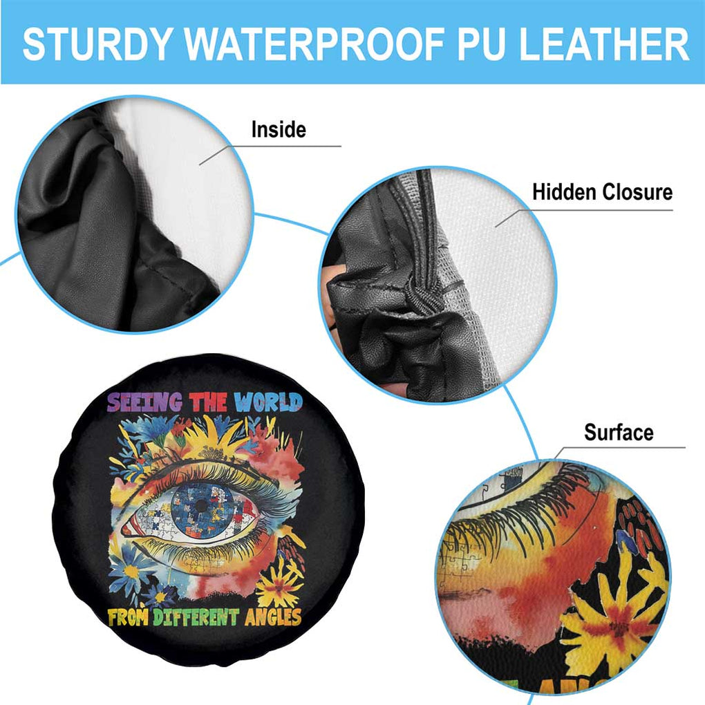 Autism Awareness Spare Tire Cover Puzzle Eyes Seeing The World From Diferent Angles TS09 Print Your Wear