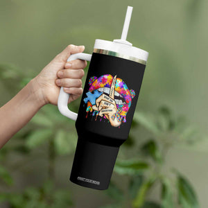Autism Awareness Tumbler With Handle Don't Jundge What You Don't Understand Puzzle Lip TS09 Print Your Wear