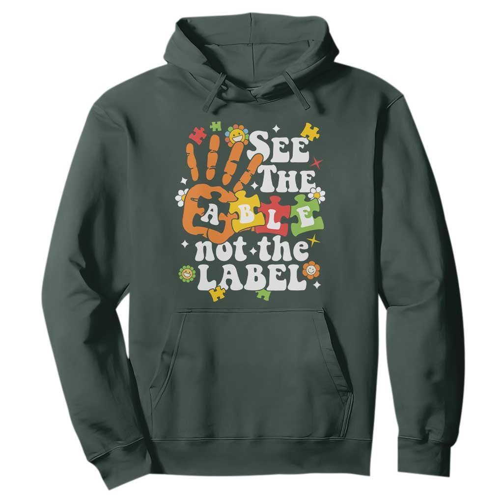 Autism Awareness Hoodie See The Able Not The Label TS09 Dark Forest Green Printyourwear