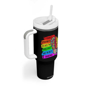 Autism Awareness Tumbler With Handle I Don't Speak Much Because I'm Brilliant And I'm Busy Thinking TS09 Print Your Wear