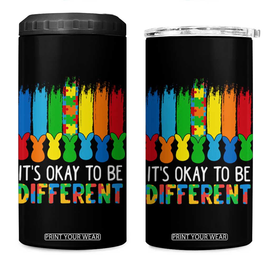 Autism Awareness 4 in 1 Can Cooler Tumbler It's OK To Be Different Puzzle Easter Bunny TS09 One Size: 16 oz Black Print Your Wear
