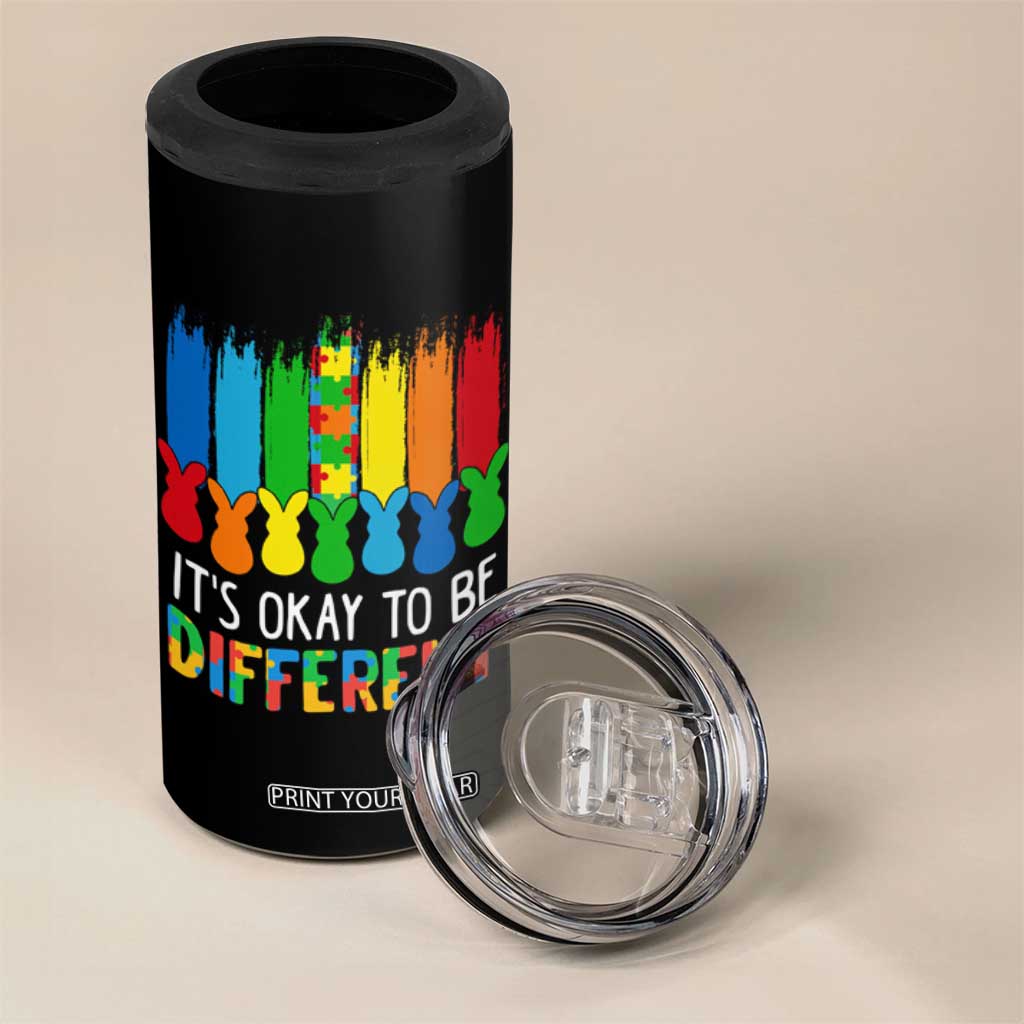 Autism Awareness 4 in 1 Can Cooler Tumbler It's OK To Be Different Puzzle Easter Bunny TS09 Print Your Wear
