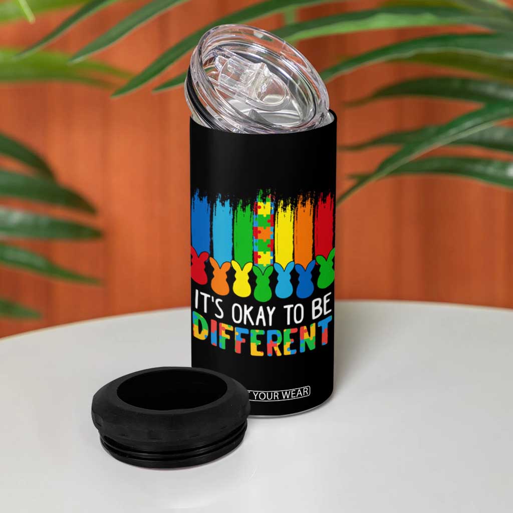 Autism Awareness 4 in 1 Can Cooler Tumbler It's OK To Be Different Puzzle Easter Bunny TS09 Print Your Wear