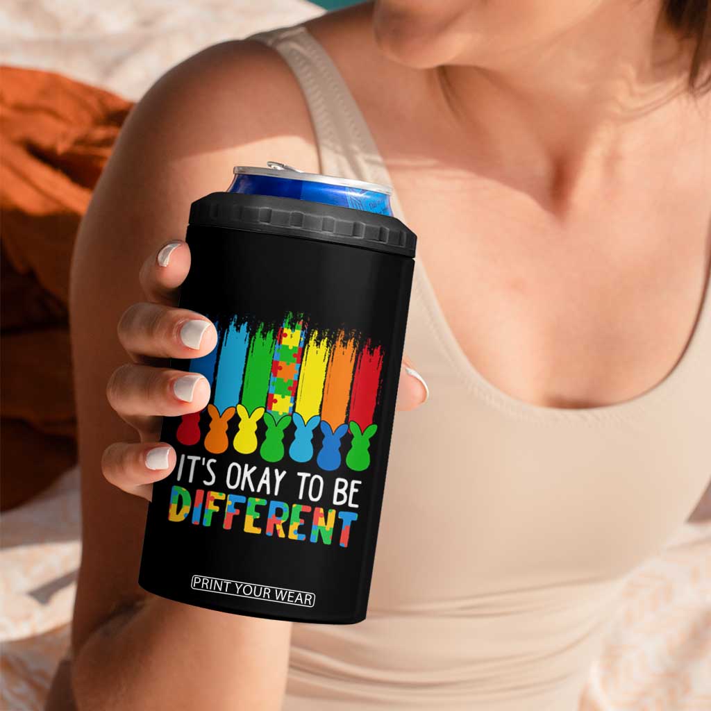 Autism Awareness 4 in 1 Can Cooler Tumbler It's OK To Be Different Puzzle Easter Bunny TS09 Print Your Wear