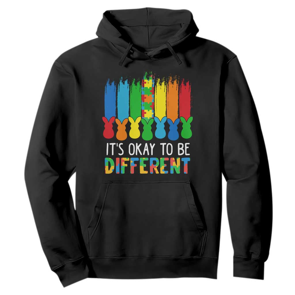 Autism Awareness Hoodie It's OK To Be Different Puzzle Easter Bunny TS09 Black Printyourwear