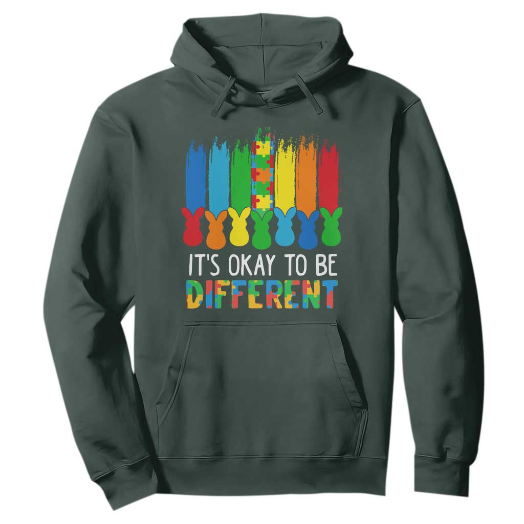 Autism Awareness Hoodie It's OK To Be Different Puzzle Easter Bunny TS09 Dark Forest Green Printyourwear