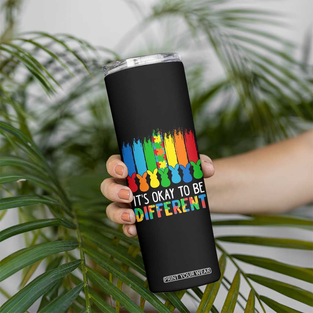Autism Awareness Skinny Tumbler It's OK To Be Different Puzzle Easter Bunny TS09 Print Your Wear