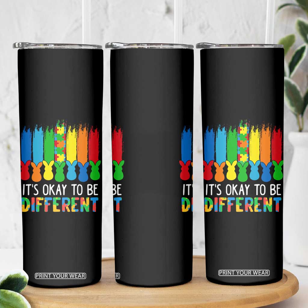 Autism Awareness Skinny Tumbler It's OK To Be Different Puzzle Easter Bunny TS09 Print Your Wear