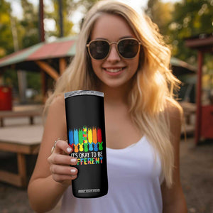 Autism Awareness Skinny Tumbler It's OK To Be Different Puzzle Easter Bunny TS09 Print Your Wear
