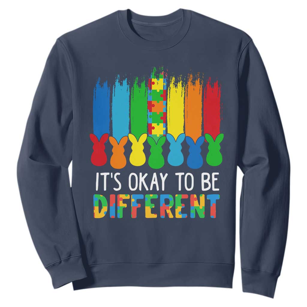Autism Awareness Sweatshirt It's OK To Be Different Puzzle Easter Bunny TS09 Navy Printyourwear