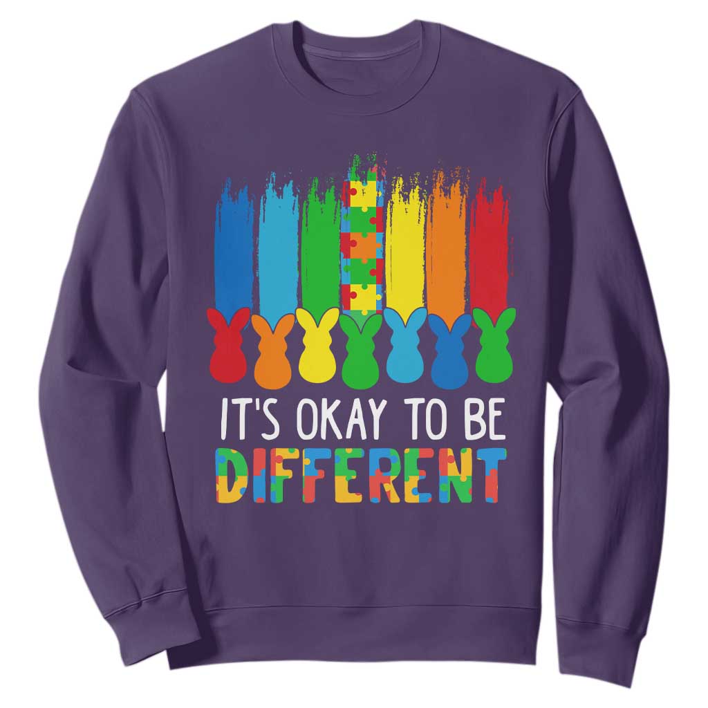 Autism Awareness Sweatshirt It's OK To Be Different Puzzle Easter Bunny TS09 Purple Printyourwear